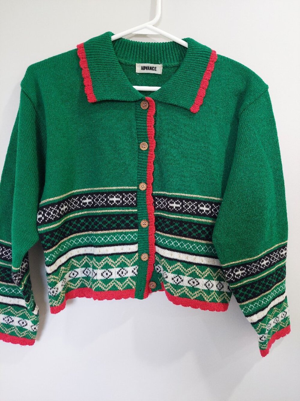 vintage Advance Japan green knit button-up cardigan Wool Blend